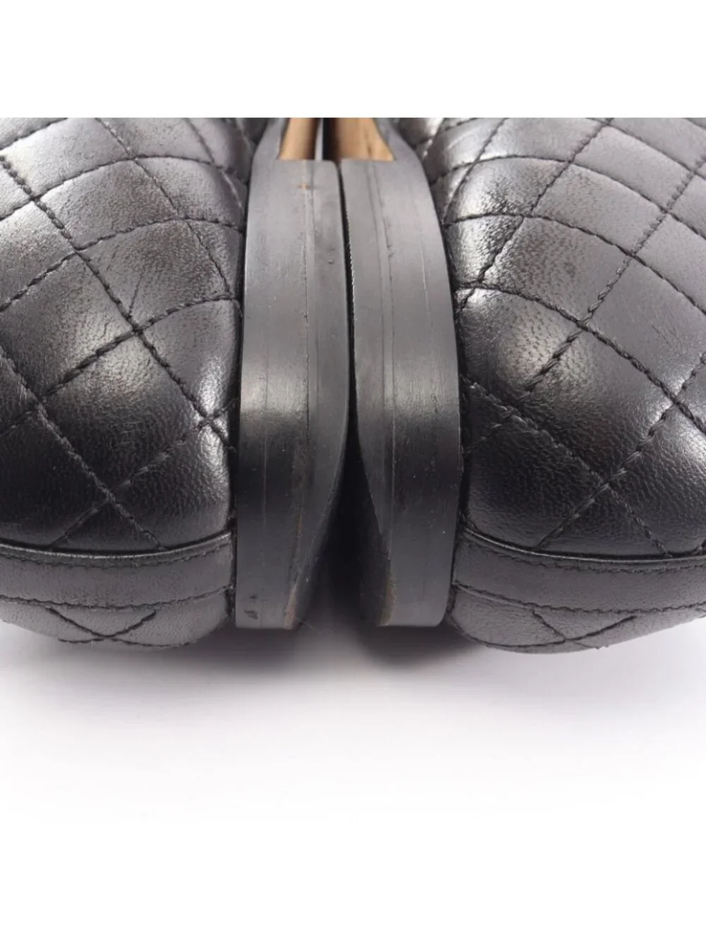 Chanel Loafers Quilted CC Logo Bk Leather